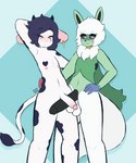 5:6 absurd_res anthro balls big_penis big_tail blue_hair blue_spots bovid bovine cattle duo eyes_closed fan_character frottage fur generation_4_pokemon genitals grabbing_waist green_body green_fur hair hand_behind_head happy hi_res looking_at_another looking_at_partner male male/male mammal max_draws neck_tuft nintendo oreo_(max_draws) patreon penile penis pokemon pokemon_(species) red_eyes roserade sex size_difference smile spots tail tuft white_body white_fur white_hair