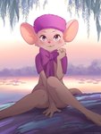 anthro aroused_smile blush bottomless breasts clothed clothing covering covering_crotch female flat_chested hiding_pussy naughty_face ring shy small_breasts solo ancesra disney the_rescuers_(disney) miss_bianca_(the_rescuers) mammal mouse murid murine rodent 3:4 absurd_res digital_media_(artwork) hi_res shaded