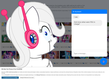 blue_eyes chat_box female feral horn looking_at_viewer machine solo text wings badumsquish derpibooru friendship_is_magic hasbro my_little_pony mythology amethyst_star_(mlp) bonbon_(mlp) carrot_top_(mlp) cherry_berry_(mlp) coco_pommel_(mlp) fan_character fluttershy_(mlp) lyra_heartstrings_(mlp) pinkie_pie_(mlp) rainbow_dash_(mlp) rarity_(mlp) shoeshine_(mlp) spike_(mlp) sunshower_raindrops_(mlp) theme_(oc) twilight_sparkle_(mlp) dragon equid equine horse mammal mythological_creature mythological_equine mythological_scalie pegasus pony robot scalie unicorn english_text hi_res