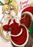 antlers bell big_breasts blonde_hair blue_eyes blush breast_squish breasts clothing collar cowbell female hair holidays horn huge_breasts humanoid_pointy_ears monster_girl_(genre) ponytail solo split_form squish text otzer5957706 christmas european_mythology greek_mythology monster_musume mythology centorea_shianus_(monster_musume) centaur equid equid_taur humanoid_taur mammal mammal_taur taur english_text