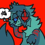 ambiguous_gender blue_body blue_eyes blue_fur blue_pawpads blush blush_lines bodily_fluids claws eye_scar facial_scar feral fur hair hair_over_eye head_tuft pawpads paws red_background red_claws red_eyes sad scar scribbles self-harm_scars simple_background solo tears thought_bubble torn_ear tuft kallamarpaw warriors_(book_series) domestic_cat felid feline felis mammal 1:1 animated short_playtime