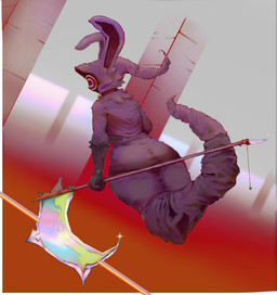 ambiguous_gender anthro bell bell_collar big_butt butt clothed clothing collar detailed_background solo thick_thighs weapon wide_hips rosiamn atlyss ghost lagomorph leporid mammal poltergeist_(atlyss) rabbit spirit 2025 hi_res