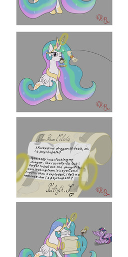 beverage coffee female feral grey_background horn letter magic magic_user profanity royalty shitpost simple_background text wings sinyap friendship_is_magic hasbro my_little_pony mythology princess_celestia_(mlp) twilight_sparkle_(mlp) equid equine horse mammal mythological_creature mythological_equine pony winged_unicorn absurd_res comic english_text hi_res meme