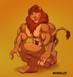 abs anthro balls biceps body_hair calf_muscles deltoids eyebrows feet forearm_muscles fur genitals glans gradient_background hair humanoid_genitalia humanoid_penis looking_at_viewer male mane muscular muscular_anthro muscular_male nipples nude open_mouth penis simple_background smile solo tail tail_tuft toes triceps tuft whiskers yellow_background yellow_sclera v8glzz disney mufasa:_the_lion_king the_lion_king mufasa felid lion mammal pantherine absurd_res digital_media_(artwork) hi_res