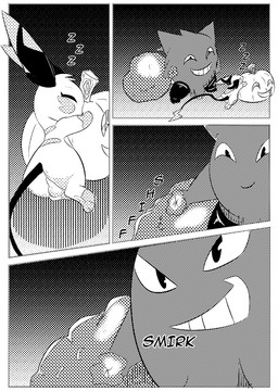 backsack bag balls clothing duo food fruit genitals jack-o'-lantern legwear male penis plant pumpkin sleeping stockings white_crest_(artist) nintendo pokemon mattchu_(character) generation_1_pokemon gengar ghost pokemon_(species) raichu spirit comic hi_res monochrome screentone