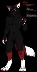 anthro black_body black_fur claws digitigrade finger_claws fur green_eyes inner_ear_fluff male simple_background toe_claws transparent_background tuft white_body white_fur ace_thornwall rudy canid canine canis mammal wolf alpha_channel hi_res