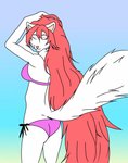 anthro bikini clothing female hair long_hair pink_hair solo swimwear two-piece_swimsuit white_body quantum_lapiz artemis_tsukino domestic_cat felid feline felis mammal hi_res