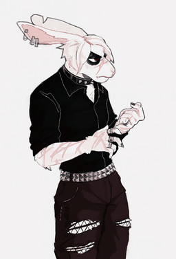 alternative_fashion angry anthro arm_scar belt black_clothing black_collar black_nails black_shirt black_topwear bottomwear brown_pupils clothing collar collared_shirt colored_nails denim denim_bottomwear denim_clothing dress_shirt ear_piercing fishnet_clothing fishnet_legwear fluffy fluffy_chest frown fur goth hair jeans legwear looking_aside male nails pants piercing punk pupils ring scar scars_all_over shirt simple_background solo spiked_collar spikes studded_belt studs topwear torn_bottomwear torn_clothing torn_jeans torn_pants white_background white_body white_fur white_hair toffee_32 kevin_(toffee_32) lagomorph leporid mammal rabbit hi_res