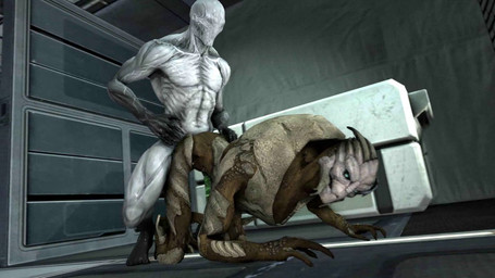 2_toes 3_fingers 5_fingers 5_toes all_fours anal anal_penetration ass_up balls brown_body brown_skin doggystyle duo erection faceless feet fingers from_behind_position genitals green_penis humanoid_on_humanoid indoor_nudity indoor_sex inside interspecies male male/male male_penetrated male_penetrating male_penetrating_male not_furry nude penetration penis reach_around sex toes white_balls white_body white_penis white_skin gonzo0o bioware electronic_arts mass_effect outlast walrider_(outlast) alien humanoid turian 16:9 3d_(artwork) 3d_animation animated digital_media_(artwork) hi_res loop no_sound short_playtime source_filmmaker_(artwork) video widescreen