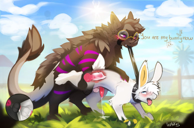 anal anal_penetration animal_genitalia animal_penis anus balls blush bodily_fluids butt canine_genitalia canine_penis cum duo erection feral feral_on_feral feral_penetrated feral_penetrating feral_penetrating_feral fur genital_fluids genitals hair horn knot male male/male male_penetrated male_penetrating male_penetrating_male open_mouth penetration penis sex tail text lephkas mythology canid canine dragon lagomorph leporid mammal mythological_creature mythological_scalie rabbit scalie absurd_res digital_media_(artwork) hi_res