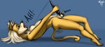 adolescent ahegao anthro barefoot biped black_nose blue_background blue_eyes bodily_fluids breasts bridge_pose butt eye_roll feet female female_anthro genital_fluids genitals hair half-closed_eyes holding_object holding_sex_toy holding_vibrator looking_pleasured masturbation moan motion_lines narrowed_eyes nipples nude nude_anthro nude_female onomatopoeia open_mouth plantigrade pussy sex_toy shadow side_boob side_view simple_background small_breasts solo sound_effects text tiptoes tongue tongue_out toying_self vaginal vaginal_fluids vaginal_masturbation vibrator wand_vibrator white_hair young young_anthro young_female mushbun mimi_(rokukeshiba) canid canine domestic_cat felid feline felis fox mammal 2019 absurd_res color_contrast digital_media_(artwork) english_text full-length_portrait hi_res portrait shaded signature simple_shading