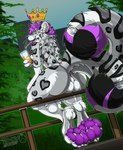 anthro anus backsack balls drinking femboy genitals male paws sitting solo spread_anus spreading pawzzhky felid mammal pantherine snow_leopard hi_res