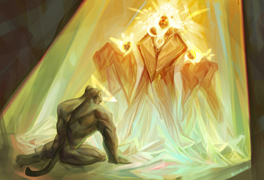 abstract_art abstract_background all_fours anthro back_muscles bowing detailed_background fur grey_body grey_fur group hair halo light light_beam male melanistic muscular muscular_anthro muscular_male sun sunbeam sunlight white_hair yellow_eyes drunk_ferret felid humanoid jaguar lion mammal pantherine absurd_res hi_res