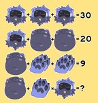 4_fingers 4_toes anthro blue_body blue_fur claws eyes_closed feet fingers fur happy male math moobs navel nipples open_mouth overweight overweight_male pawpads simple_background solo toes visor_eyes yellow_background gaddiel55565069 math_with_fruits canid canine canis domestic_dog mammal 2025 absurd_res chinese_description hi_res