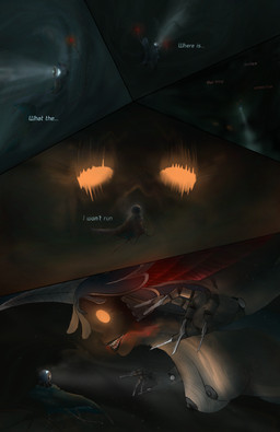 ambiguous_gender blade bone clothing dress female holographic_eyes intersex intersex/female machine nails no_pupils skull skull_head split_form teeth tentacles text underwater water soulless_tech soul_interface aquatic cephalopod humanoid merfolk mollusk robot absurd_res comic digital_drawing_(artwork) digital_media_(artwork) english_text hi_res