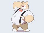 anthro belly blush bottomwear bow_tie clothing male overweight overweight_anthro overweight_male pants shirt simple_background solo suspenders topwear bennycartoonist breeze_in_the_clouds pile_(breeze_in_the_clouds) american_black_bear bear black_bear kermode_bear mammal ursine 2020 absurd_res hi_res