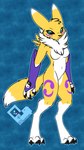 anthro arm_warmers armwear blank_expression breasts claws clothing featureless_breasts featureless_crotch female fluffy fluffy_tail neck_tuft solo standing tail tuft felisrandomis bandai_namco digimon digimon_(species) renamon absurd_res hi_res