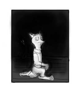anthro camera_flash clothed clothing dark male nightmare_fuel photo shadow shocked solo zalgo_(artist) disney zootopia nick_wilde canid canine fox ghost mammal red_fox spirit true_fox unknown_species 2016 monochrome