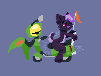 ambiguous/ambiguous ambiguous_gender antennae_(anatomy) anthro black_body black_sclera countershade_tail countershade_torso countershading duo flag flag_(object) green_body grey_background grinding hair headlight_eyes looking_at_another looking_at_partner looking_back looking_back_at_another looking_back_at_partner machine metallic_body motion_lines open_mouth purple_hair scut_tail short_tail simple_background sitting_on_another tail tire vehicle giik emmie_(giik) arthropod bovid caprine caprine_demon demon goat_demon insect living_machine living_vehicle mammal mantis 2025 digital_drawing_(artwork) digital_media_(artwork) pixel_(artwork) nonbinary_(lore)