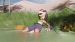 anthro arm_wraps armband armor clothed clothing desert female footbath legwear midriff oasis pink_body pink_scales red_body red_scales sand scales smile solo water wraps doublestuffed ever_oasis nintendo miura drauk 16:9 3d_(artwork) blender_(artwork) digital_media_(artwork) hi_res widescreen