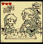 black_border boots border clothing duo footwear gameplay_mechanics gui hair health_bar humanoid_pointy_ears male map not_furry open_mouth pointy_ears shoes short_hair sitting square_crossover triforce teijiro nintendo the_legend_of_zelda twilight_princess wind_waker link toon_link elf humanoid hylian