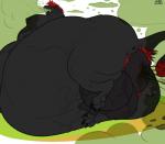 anthro anus belly big_anus big_breasts big_butt biped breasts breasts_and_teats burping butt dark_body dark_skin fart fart_fetish female hair huge_anus hyper hyper_anus hyper_fart morbidly_obese morbidly_obese_anthro morbidly_obese_female nipples obese obese_anthro obese_female overweight overweight_anthro overweight_female red_hair solo teats thick_thighs veiny_teats wide_hips riis arva monster rangalodon 2013 absurd_res hi_res