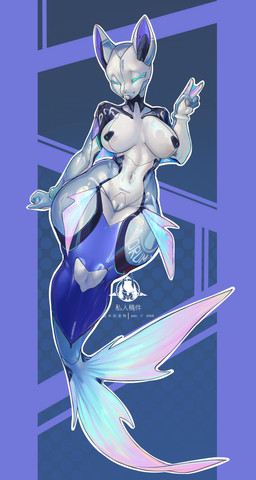 anthro ball_gag barcode barcode_on_pubis blue_latex bodysuit bound breasts camel_toe clitoris clothing encasement eye_outline female fin form_fitting furgonomics gag gag_outline gagged genitals gesture glistening glistening_body glistening_breasts glistening_latex gloves hand_gesture handwear latex latex_bodysuit latex_clothing latex_gloves latex_handwear latex_mermaid latex_skinsuit membrane_(anatomy) mermaid_tail navel nipple_outline nipples nose_outline seam_(sewing) sensory_deprivation skindentation skinsuit solo text text_on_clothing thick_thighs tight_clothing v_sign vulva webbed_arms webbed_gloves webbed_hands white_latex shanher canid canine fox mammal absurd_res hi_res