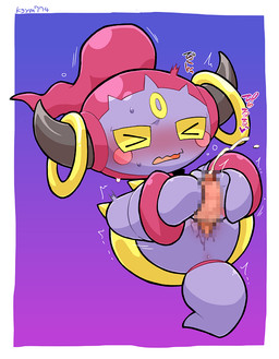>_< anus bodily_fluids cum eyes_closed genital_fluids genitals male masturbation open_mouth penetrable_sex_toy penile penile_masturbation penis sex_toy simple_background solo kageyama nintendo pokemon generation_6_pokemon hoopa hoopa_(confined) legendary_pokemon pokemon_(species) 2018