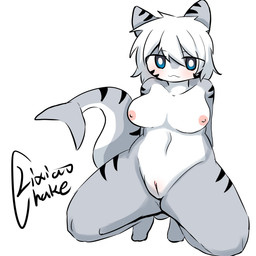 anthro big_breasts blue_eyes blush breasts female genitals hair looking_at_viewer nipples nude simple_background solo vulva white_body white_hair lixiaochake changed_(video_game) tiger_shark_(changed) aquatic fish humanoid mammal requiem_shark shark tiger_shark 1:1 hi_res