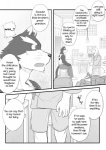 anthro biceps canid canine canis chest_tuft clothing comic cotton_(artist) dialogue domestic_dog english_text fur greyscale male mammal monochrome muscular nitobe sadasaka_usui shirt tank_top text tooboe_bookmark topwear tuft white_body white_fur