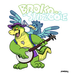 3_toes 4_fingers anthro backpack banjo_(instrument) blue_body bottomwear clothing duo eyewear feet fingers glasses green_body hat headgear headwear humanoid_hands male musical_instrument parody plucked_string_instrument shorts simple_background string_instrument toes white_background nookdae banjo-kazooie brok_the_investigator cowcat_games rareware brok_(brok_the_investigator) shay_(brok_the_investigator) alligator alligatorid avian crocodilian reptile scalie 1:1 2023 absurd_res hi_res