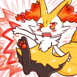 3_fingers 3_toes accessory action_pose ambiguous_anthro ambiguous_gender anthro arm_tuft biped black_body black_fur blush blush_lines bow_ribbon cheek_tuft chest_tuft digitigrade facial_tuft feet fingers flat_chested food front_view fur hair_accessory hair_bow hair_ribbon hip_tuft inner_ear_fluff looking_at_viewer multicolored_body multicolored_fur no_pupils nude_ambiguous nude_anthro object_in_tail on_one_leg open_mouth orange_body orange_eyes orange_fur orange_inner_ear_fluff orange_nose pawpads pointy_ears polka_dot_bow pose prick_ears red_bow red_pawpads ribbons sharp_teeth shoulder_tuft shrimp_(food) simple_background solo standing tail tapering_snout teeth textured toes tuft white_body white_fur yellow_body yellow_fur yellow_tail annyui0611 nintendo pokemon braixen canid generation_6_pokemon mammal pokemon_(species) 1:1 2021 cel_shading colored digital_drawing_(artwork) digital_media_(artwork) hi_res japanese_description shaded translated_description