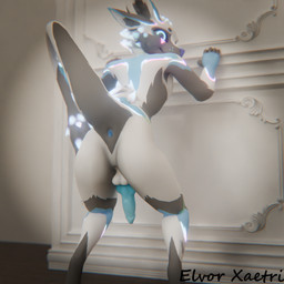4_ears anthro balls butt genitals knot looking_at_viewer looking_back male multi_ear open_anus penis raised_tail solo tail elvor_xaetri_(artist) elvor_deuzear canid canine canis deuzear domestic_dog mammal 1:1 3d_(artwork) digital_media_(artwork) hi_res