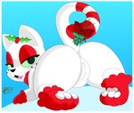 colorized_edit female feral fur genitals holidays holly_(plant) looking_at_viewer mistletoe pawpads paws plant presenting presenting_pussy pussy simple_background solo white_body white_fur colordude makoto177 third-party_edit christmas junipurr felid feline mammal hi_res shaded simple_shading