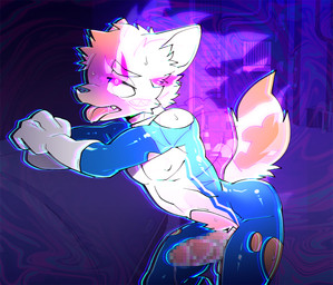 ahegao anthro big_penis biped bodily_fluids clothing defeated_hero eye_roll genital_fluids genitals humanoid_genitalia humanoid_penis leaking_precum looking_pleasured male muscular muscular_anthro muscular_male muscular_young penis possession precum saliva saliva_string shota solo submissive submissive_anthro submissive_male sweat sweatdrop tongue tongue_out torn_clothing young oouyuki_benten canid canine canis mammal wolf 2025 censored hi_res mosaic_censorship