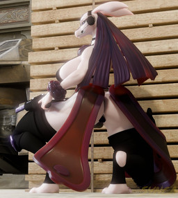 anthro anus butt clothing crouching digitigrade electronics female gun headgear headphones headset holding_gun holding_object holding_ranged_weapon holding_weapon holstered_pistol holstered_weapon legwear ranged_weapon rear_view solo thigh_highs weapon synca mayosplash_(modeler) palworld pocketpair lovander pal_(species) scalie 3d_(artwork) colored digital_media_(artwork)
