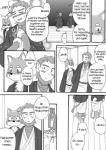 anthro canid canine canis clothing comic cotton_(artist) dialogue domestic_dog duo english_text fur greyscale haplorhine male mammal monkey monochrome nitobe noguchi primate text tooboe_bookmark tuft