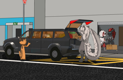 4_ears ambiguous_gender atm back_markings blue_eyes box car car_trunk city container doorway ear_tuft floor fur grey_body group hair long_hair long_tail markings multi_ear red_eyes red_hair standing street tail teamwork traffic_sign tuft tufted_fur vehicle walking white_body white_fur kyshan_(artist) nintendo pokemon animal_humanoid canid canid_humanoid canine canine_humanoid felid feline generation_5_pokemon generation_7_pokemon humanoid lycanroc mammal mammal_humanoid midnight_lycanroc pokemon_(species) wolf_humanoid zoroark absurd_res hi_res father_(lore) female_(lore) male_(lore) mother_(lore) mother_and_father_(lore) parent_(lore) son_(lore)