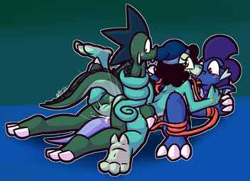 3_toes ambiguous_penetration anthro anthro_on_anthro anthro_penetrated anthro_penetrating anthro_penetrating_anthro arms_tied balls bdsm beanie bisexual black_hair blue_body blue_clothing blue_hat blue_headwear blue_scales bodily_fluids bondage bouncing_balls bound breast_squish breasts breasts_together claws clothing cum cum_inside cum_splatter curly_hair feet female female_on_bottom female_on_top female_penetrated finger_claws from_behind_position genital_fluids genitals green_balls green_body green_hair green_scales group group_sex hair hat hat_only headgear headgear_only headwear headwear_only kneeling long_tail long_tongue looking_at_another looking_back looking_down male male/female male_penetrating male_penetrating_female mostly_nude nude on_bottom on_top penetration pupils purple_eyes purple_hair purple_pupils raised_leg scales sex smile squish tail tail_around_partner tail_bondage tail_tied teal_body teal_scales threesome toe_claws toes tongue tongue_bondage trio white_claws yellow_eyes ultilix european_mythology mythology emerald_(ultilix) kimmy_(felino) ruby_(ultilix) chameleon dragon lizard mythological_creature mythological_scalie reptile scalie western_dragon 2025 brother_(lore) brother_and_sister_(lore) indirect_incest_(lore) sibling_(lore) sister_(lore)