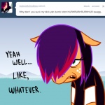 alternative_fashion ask_jappleack dialogue emo female green_eyes hair looking_at_viewer multicolored_hair scene_haircut solo text two_tone_hair hotdiggedydemon friendship_is_magic hasbro my_little_pony tumblr applejack_(mlp) earth_pony equid equine horse mammal pony 1:1 english_text