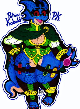 3_toes 4_fingers alchemist anklet anthro backpack blue_body blue_scales blue_skin boots bracelet breasts cape claws cleavage clothed clothing eyewear fantasy feet female fingers footwear freckles glasses gloves handwear holster horn jewelry leggings legwear non-mammal_breasts overweight overweight_anthro overweight_female potion red_eyes scales shirt shoes shortstack shortstack_female shy skimpy sleeves solo thick_thighs toes topwear tunic wide_hips thegrumpiestpanda_(artist) dungeons_and_dragons hasbro wizards_of_the_coast kobold lizard reptile scalie 2019 absurd_res hi_res traditional_media_(artwork)