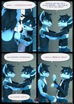 3d_(artwork) anthro armpit_hair black_hair blue_body blue_fur body_hair bottomwear brother_(lore) brother_and_sister_(lore) clothed clothing comic denim denim_bottomwear denim_clothing dialogue digital_media_(artwork) duo english_text felix_(striped_sins) female fur hair hand_on_butt hand_on_shoulder happy hi_res jacket jeans joyful leather leather_clothing leather_jacket leather_topwear male mammal markings open_clothing open_jacket open_topwear orange_eyes pants procyonid purple_eyes raccoon ryder_(striped_sins) shirt sibling_(lore) sister_(lore) smile smiling_at_partner speech_bubble striped_markings striped_sins striped_tail stripes t-shirt tail tail_markings tank_top text topwear url willitfit