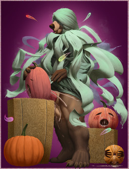animal_genitalia animal_penis anthro balls big_balls big_penis bodily_fluids bottomless clothed clothing cum cum_in_pumpkin cum_inside cum_on_balls cum_on_penis cum_string erection food food_fetish food_play fruit fur genital_fluids genitals holidays improvised_sex_toy jack-o'-lantern male male_penetrating penetrating_pumpkin penetration penile penis plant pumpkin pumpkin_fucking sheath slightly_chubby smile solo thick_thighs wide_hips tall_lizzard halloween kuruk_(character) bear brown_bear grizzly_bear mammal ursine digital_media_(artwork) hi_res