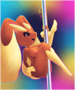 anthro breasts butt dancing female nipples nude pole pole_dancing solo sirredbenjamin nintendo pokemon generation_4_pokemon lagomorph lopunny mammal pokemon_(species) 5:6 hi_res