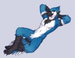 anthro beak black_beak blue_body blue_fur fur grey_background looking_at_viewer male nude simple_background smile solo white_body white_fur gonewiththefart avian bird blue_jay corvid jay_(bird) new_world_jay oscine passerine digital_media_(artwork)