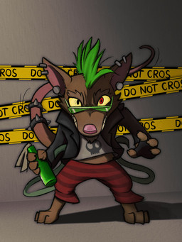alternative_fashion angry anthro barricade_tape bottomwear bracelet brown_body brown_fur buckteeth claws clenched_teeth clothing ear_piercing eyewear fangs feet fingerless_gloves fur gloves green_hair hair handwear insane jacket jewelry leather leather_clothing leather_jacket leather_topwear looking_at_viewer male mohawk molotov_cocktail pants piercing police_tape punk rat_tail red_eyes sharp_teeth shirt solo spiked_bracelet spikes sunglasses tail teeth topwear yellow_sclera benteem1 league_of_legends riot_games tencent twitch_(lol) vandal_twitch mammal murid murine rat rodent 2024 3:4 hi_res