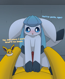 4_toes blue_body blue_eyes blush bodily_fluids butt butt_grab cowgirl_position crystal duo ears_down feet female female_on_top feral first_person_view from_front_position fur fur_markings genitals hand_on_butt hands_on_hips looking_at_viewer male male/female male_on_bottom markings offscreen_male on_bottom on_top penis pivoted_ears purple_eyes sex smile straddling sweat sweatdrop tail text toes yellow_body eeveedream_(artist) eeveelution_squad nintendo pokemon lazuli_(eeveelution_squad) speed_(eeveelution_squad) canid canine eeveelution generation_1_pokemon generation_4_pokemon glaceon jolteon mammal pokemon_(species) absurd_res english_text hi_res