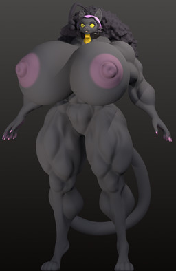 abs antenna_hair anthro barefoot big_breasts big_nipples black_hair breasts cheek_tuft claws collar digitigrade facial_tuft featureless_crotch feet female gold_(metal) gold_jewelry hair heart_locket huge_breasts huge_thighs hyper hyper_breasts inner_ear_fluff jewelry lipstick long_ears long_hair long_tail makeup muscular muscular_anthro muscular_arms muscular_female muscular_legs navel nipples nude nude_anthro nude_female pawpads pink_nipples poofy_hair pupils slit_pupils smile solo standing tail thick_thighs tuft valacast yellow_eyes fan_character felid feline mammal pantherine 3d_(artwork) absurd_res digital_media_(artwork) hi_res