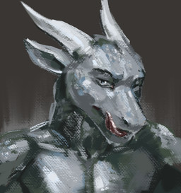 anthro horn male solo greennie mythology dragon mythological_creature mythological_scalie scalie 2022 digital_media_(artwork) digital_painting_(artwork) painting_(artwork) portrait