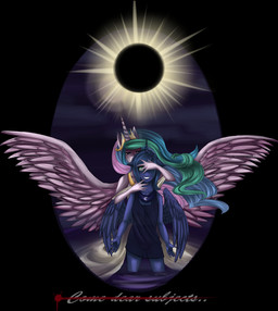 anthro anthrofied blood blue_eyes blue_hair bodily_fluids clothing crown duo eclipse feathered_wings feathers female gold_(metal) hair hand_on_head headgear horn jewelry light moon multicolored_hair necklace panties purple_eyes solar_eclipse standing sun text translucent translucent_clothing underwear water wings chiakitasso friendship_is_magic hasbro my_little_pony mythology princess_celestia_(mlp) princess_luna_(mlp) equid equine mammal mythological_creature mythological_equine winged_unicorn 2013 absurd_res english_text hi_res